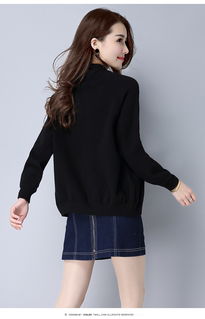 r新品秋冬2047熱銷女式純色貼皮立領(lǐng)休閑針織女裝 韓版長(zhǎng)袖外套