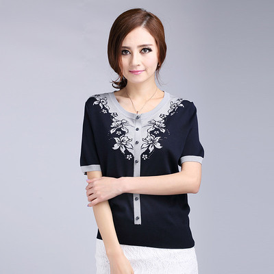2013夏季新品特價(jià)女蕾絲花邊淑女高檔桑蠶絲真絲短袖T恤針織衫 - 服飾 - 杭州19樓